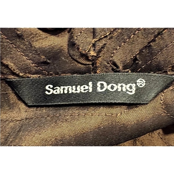 Samuel Dong Brown Textured‎ Ribbon Designer Blazer Jacket Womens Large - Picture 3 of 6